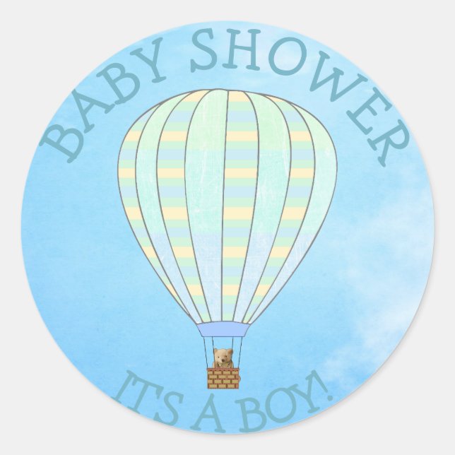 Hot Air Balloon, C'est un garçon, Stickers Baby sh (Devant)