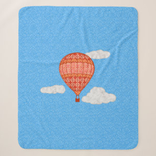 Hot Air Balloon, Coral Orange Against a Blue Sky Sherpa Blanket