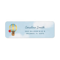 Hot Air Balloon Cute Bear Blue Return Address