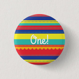 Hot Air Balloon Cute Colourful 1st Birthday Party 1 Inch Round Button