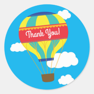 Hot Air Balloon Cute Colourful 1st Birthday Party Classic Round Sticker