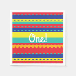 Hot Air Balloon Cute Colourful 1st Birthday Party Napkin