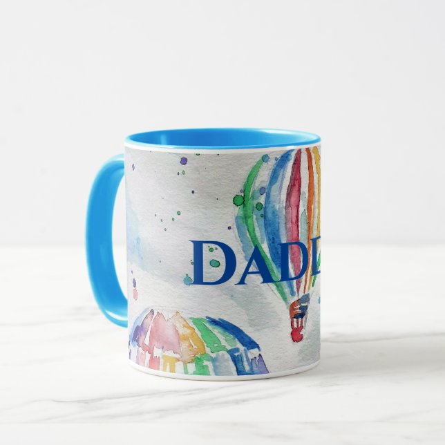 Hot Air Balloon Daddy colorful Watercolor Mug (Front Left)