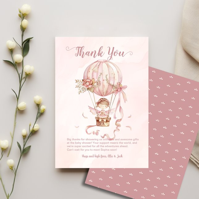 Hot Air Balloon Fairy Girl Baby Shower Thank You  (Creator Uploaded)