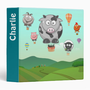 Hot Air Balloon Farm Animals Personalised Binder