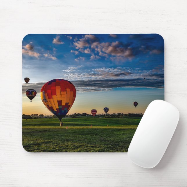 Hot Air Balloon Festival in a Beautiful Cloudy Sky Mouse Pad (With Mouse)