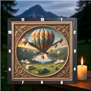 Hot Air Balloon Festival Square Square Wall Clock