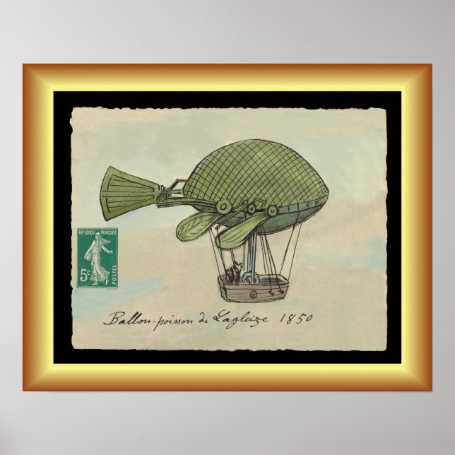 Hot Air Balloon Fish ~ "Ferdinand] Lagleize ~  Poster (Front)
