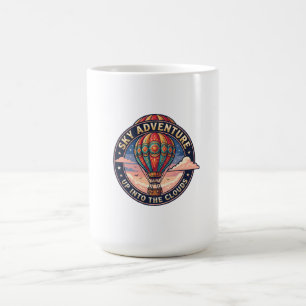 Hot air balloon flying in the sky coffee mug
