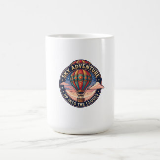 Hot air balloon flying in the sky coffee mug