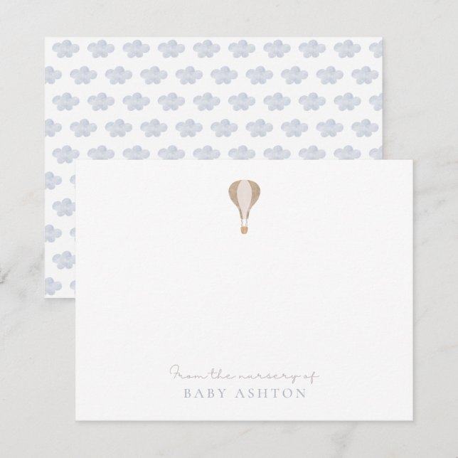 Hot Air Balloon , from the nursery of, boy thank  Invitation (Front/Back)