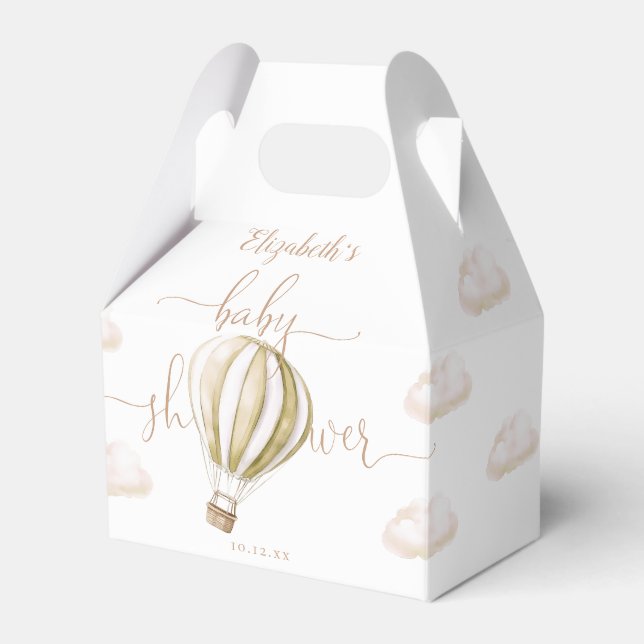  Hot Air Balloon Gender Neutral Baby Shower Favor Box (Front Side)