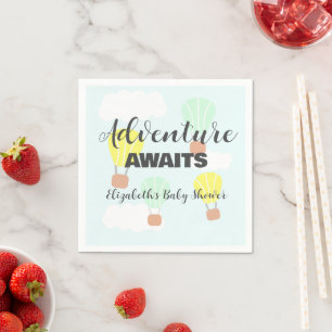 Hot Air Balloon Gender Neutral Baby Shower Napkin