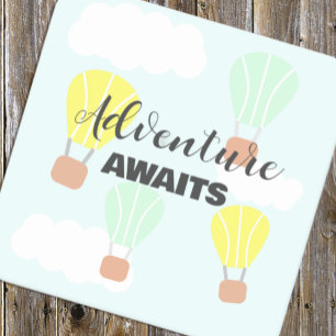 Hot Air Balloon Gender Neutral Baby Shower Square Paper Coaster