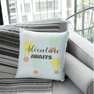 Hot Air Balloon Gender Neutral Baby Shower Throw Pillow
