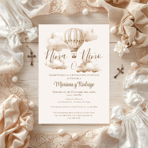 Hot Air Balloon Gender Reveal Party Invitation