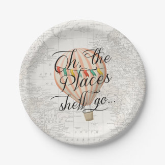 Hot Air Balloon Girl Map Oh the Places she'll Go Paper Plate