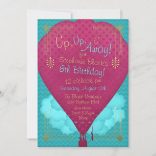Hot Air Balloon Girls Birthday Party Invite