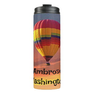 Hot Air Balloon gliding across Sunset personalize Thermal Tumbler