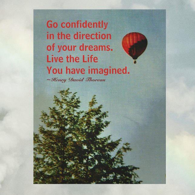 Hot Air Balloon Go Confidently Thoreau Quote Postcard (Creator Uploaded)