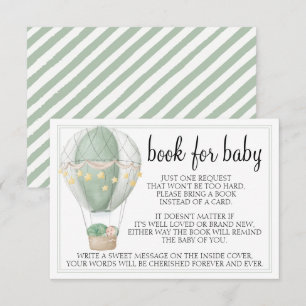 Hot air balloon green baby shower enclosure cards