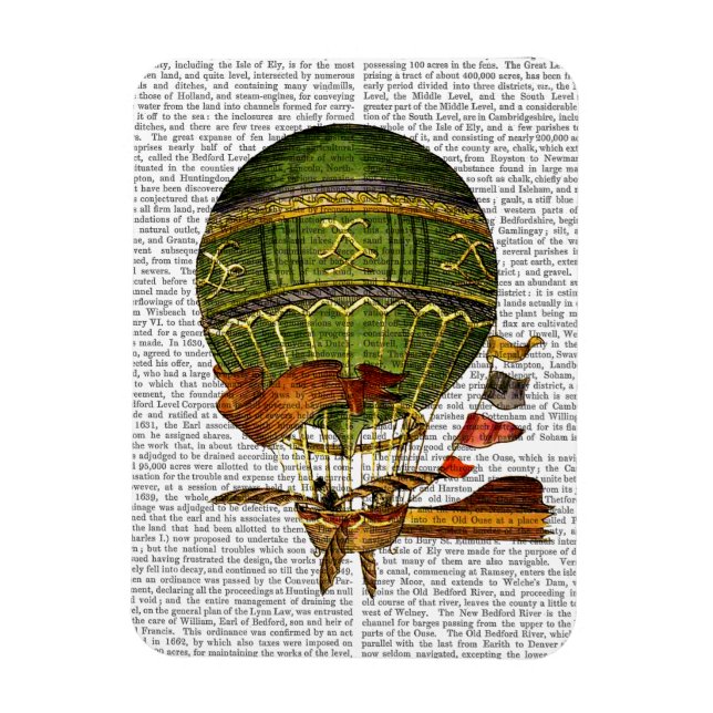 Hot Air Balloon Green Magnet (Vertical)