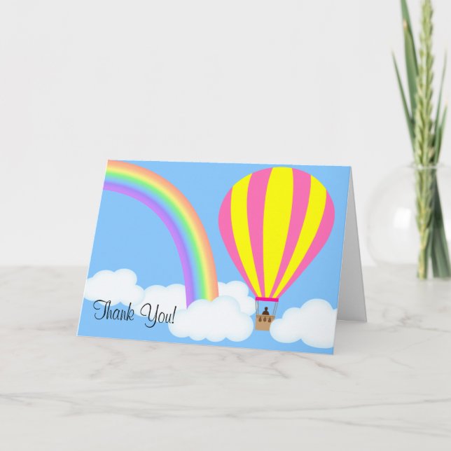 Hot Air Balloon Greeting Card - Blue Background (Front)