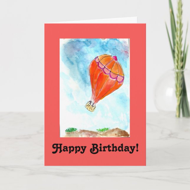 Hot Air Balloon Happy Birthday. Card (Front)
