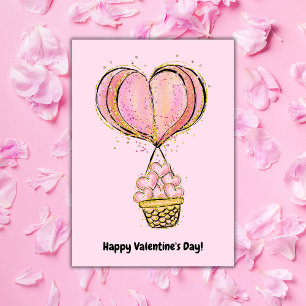 Hot Air Balloon Happy Valentine's Day Card