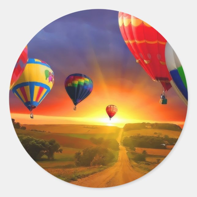 hot air balloon image classic round sticker (Front)