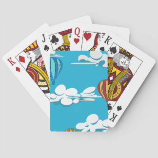 Hot Air Balloon in the sky on poker cards
