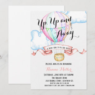 Hot Air Balloon Invitation Baby Girl Shower