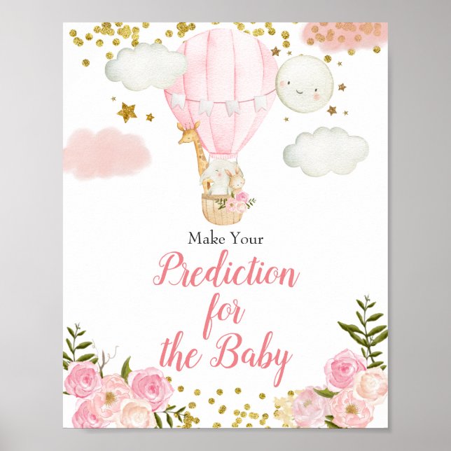 Hot air balloon jungle animal Predictions for baby Poster (Front)