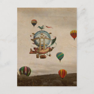 Hot Air Balloon, La Minerve 1803  travel in style Postcard