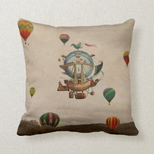 Hot Air Balloon, La Minerve 1803 travel in style Throw Pillow