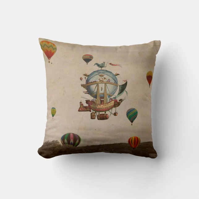 Hot Air Balloon, La Minerve 1803  travel in style Throw Pillow (Front)
