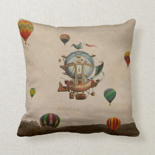 Hot Air Balloon, La Minerve 1803  travel in style Throw Pillow