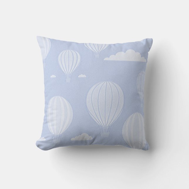 Hot Air Balloon - Light Blue Throw Pillow (Front)