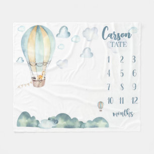 Hot Air Balloon Milestone Blanket Boy Personalized