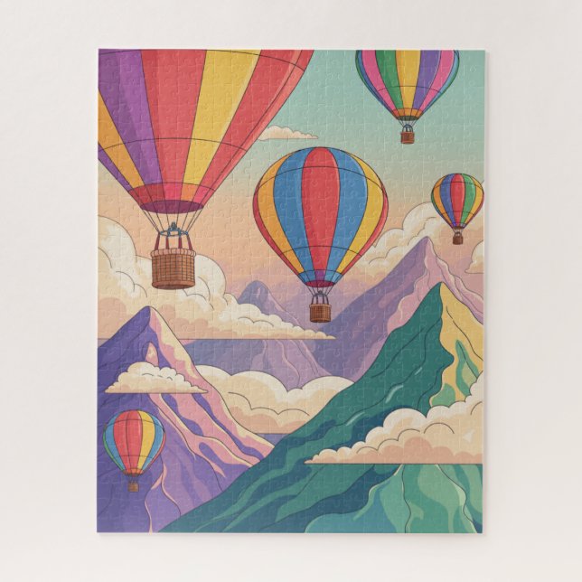 Hot air balloon mountain adventure jigsaw puzzle (Vertical)