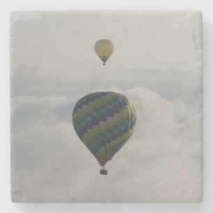 Hot Air Balloon Over Cloudy Tuscan Sky Stone Coaster