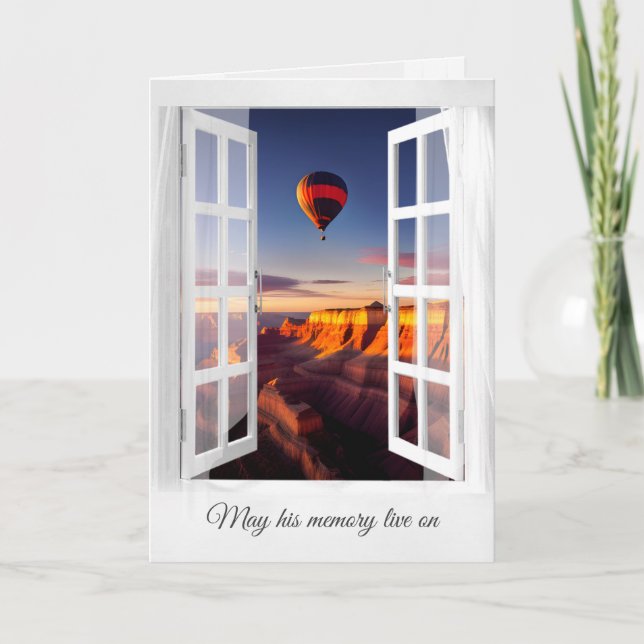 Hot Air Balloon Over Grand Canyon in Window  Card (Front)