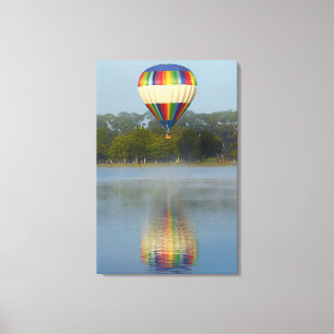 Hot Air Balloon Over River Canvas Print
