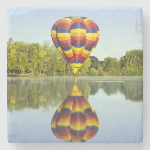 Hot Air Balloon Over the Water with Reflection Stone Coaster