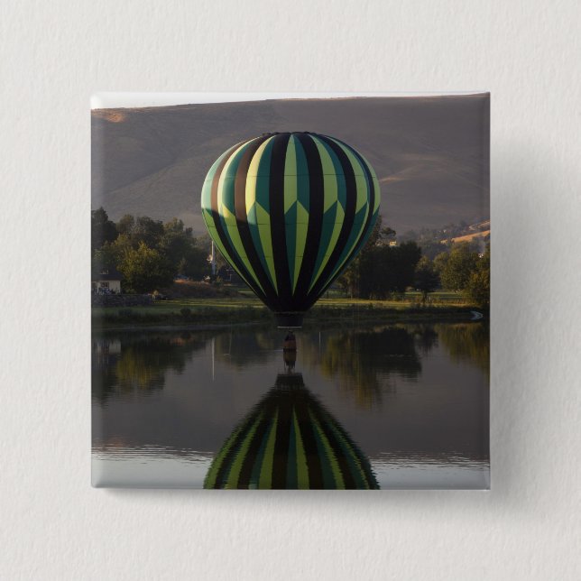 Hot air balloon over the Yakima River 2 Inch Square Button (Front)