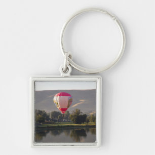 Hot air balloon over the Yakima River Keychain