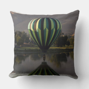 Hot air balloon over the Yakima River Throw Pillow