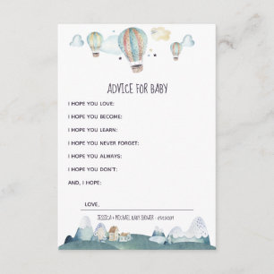 Hot Air Balloon Party Wishes for Baby Advice Card