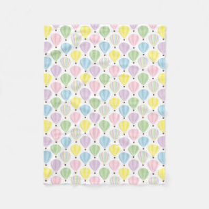 Hot Air Balloon Pastel Pattern Fleece Blanket