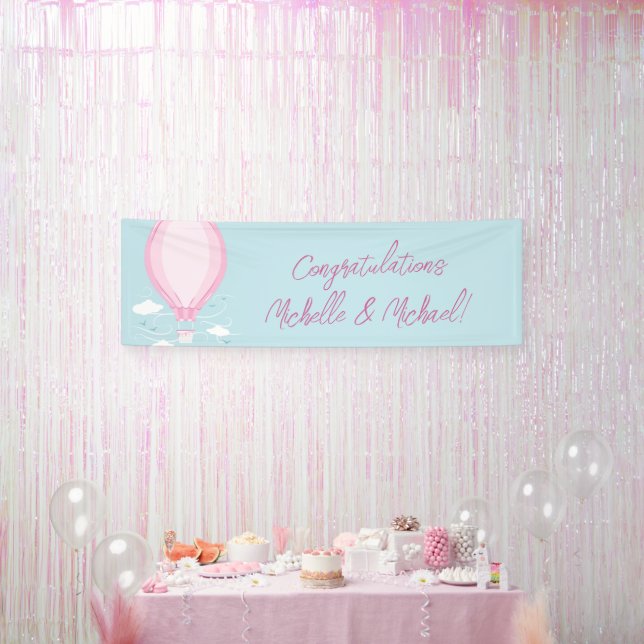 Hot Air Balloon Pink Girl Banner (Party)